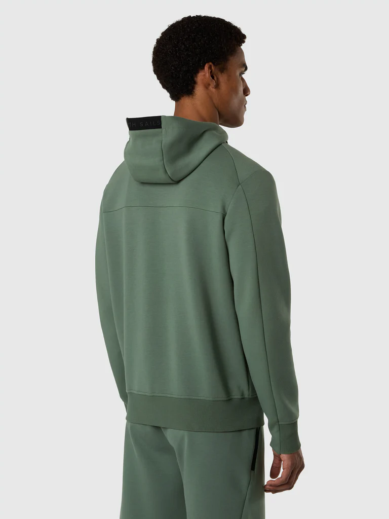 North Sails felpa hoodie in scuba con zip verde