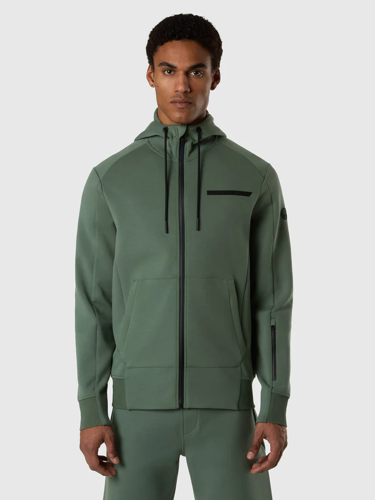 North Sails felpa hoodie in scuba con zip verde