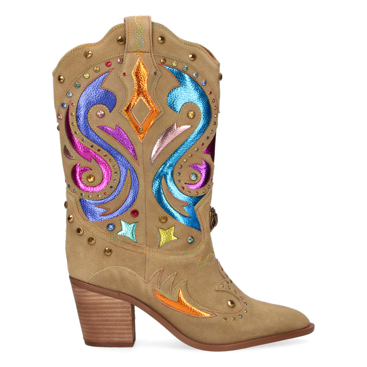 Kurt Geiger stivale texano Kensington Cowboy in camoscio beige