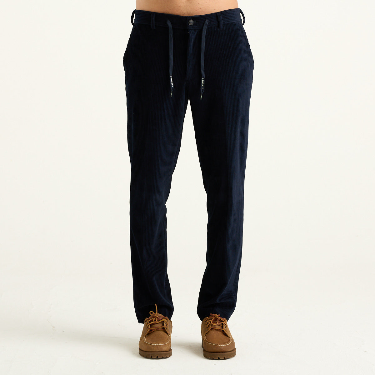 Circolo 1901 pantalone con Coulisse in velluto a coste blu notte