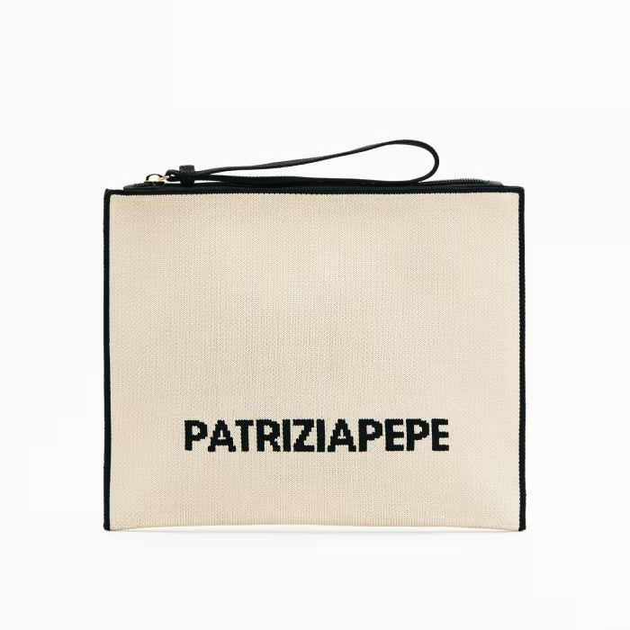 Patrizia Pepe pochette In The City in tessuto panna