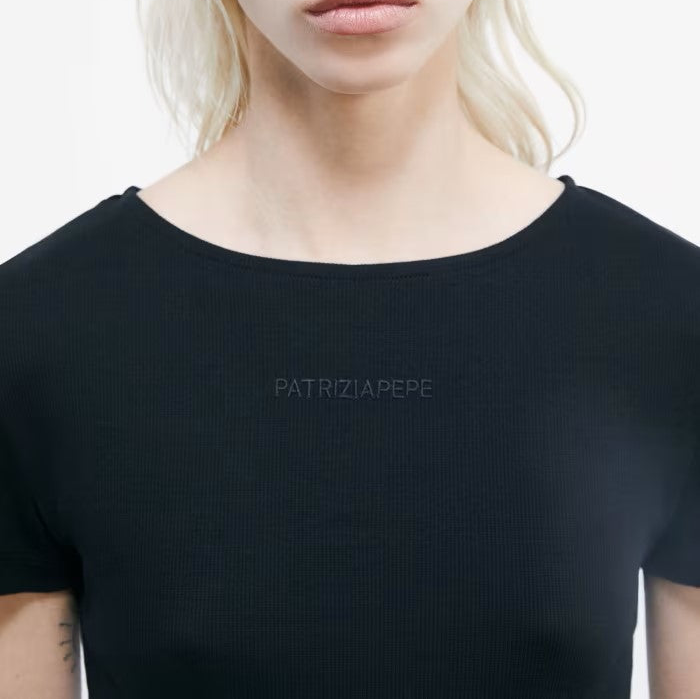 Patrizia Pepe t-shirt in costina nera