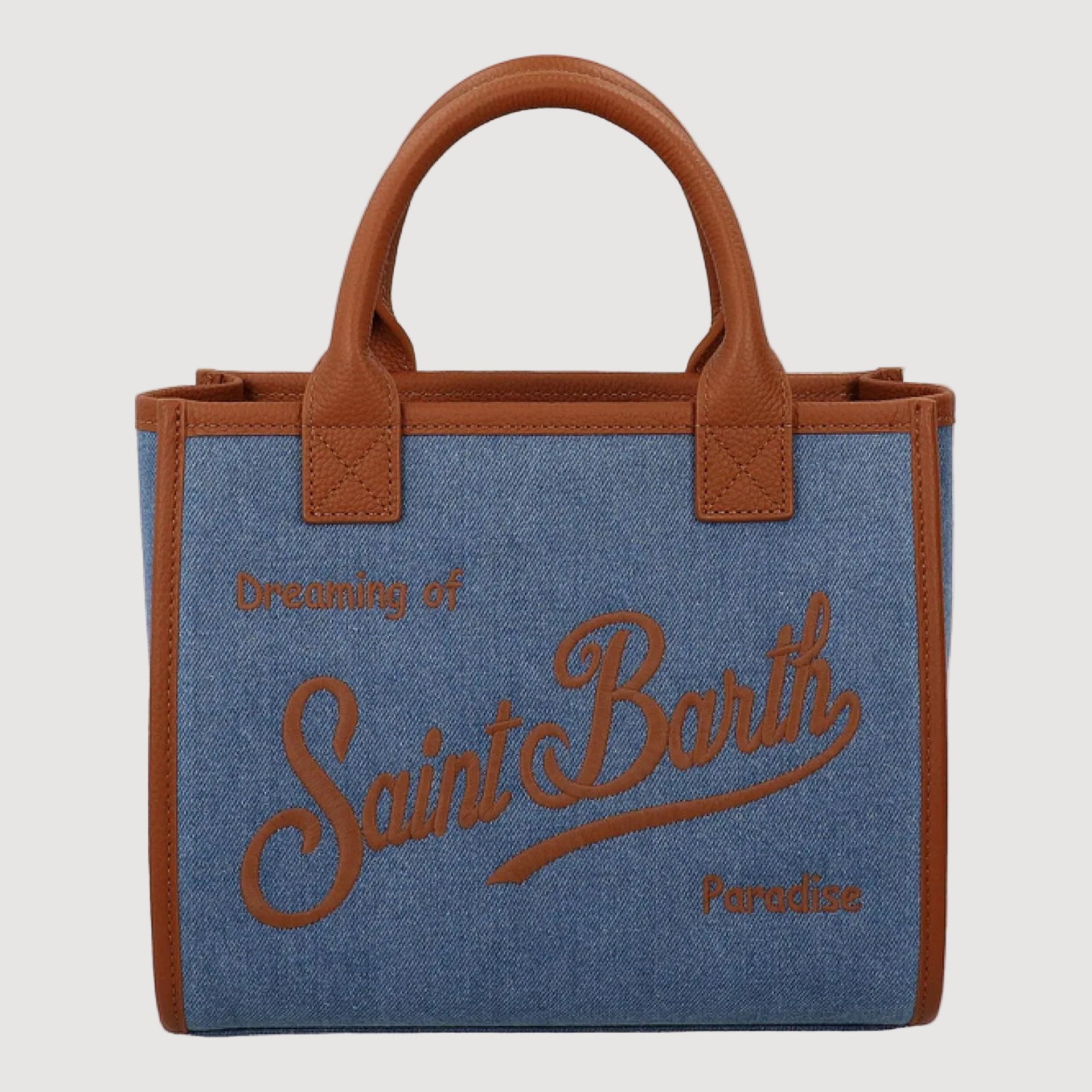 Mc2 Saint Barth borsa vanity midi denim leather
