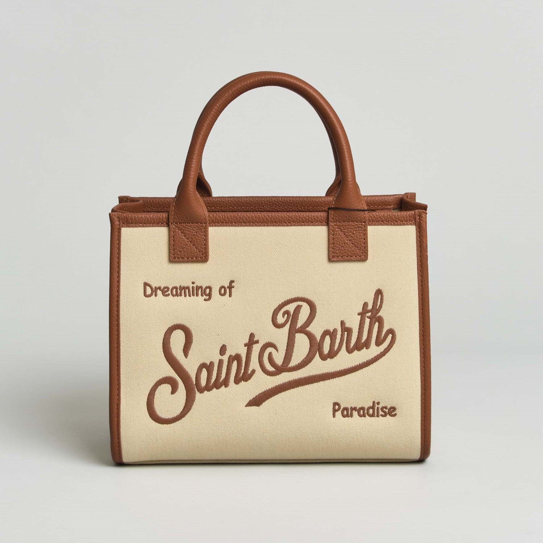 Mc2 Saint Barth borsa vanity mini panna e cuoio