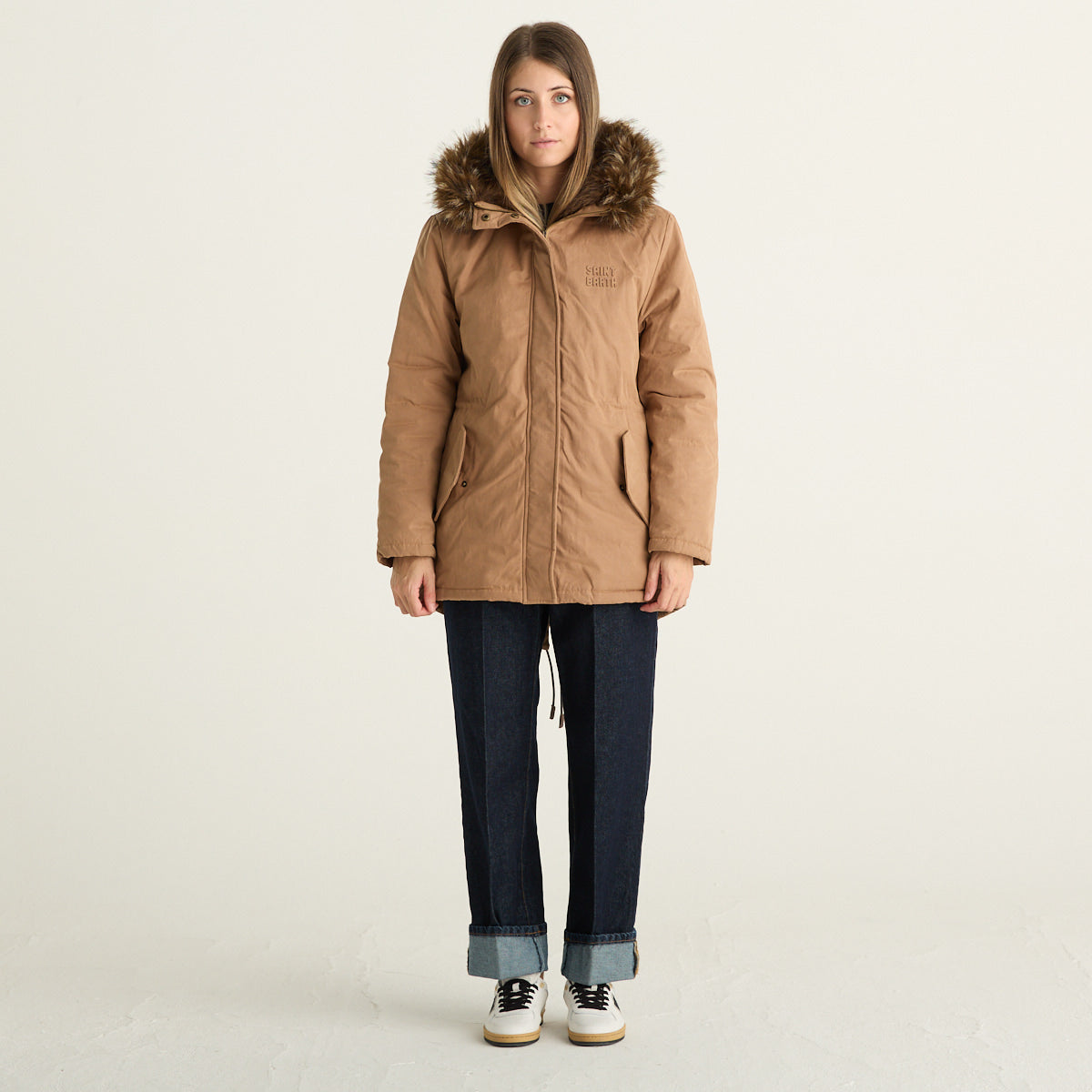 MC2 Saint Barth parka donna Brenna beige cerato con cappuccio