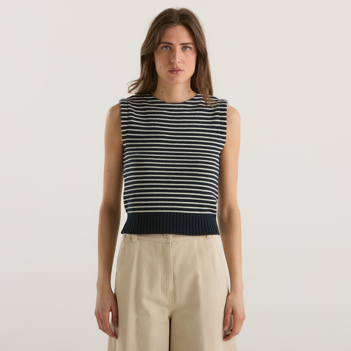 Weekend MaxMara gilet in filato di cotone a righe blu