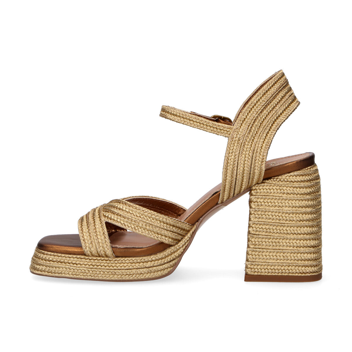Exè sandalo intrecciato in nylon oro e bronzo