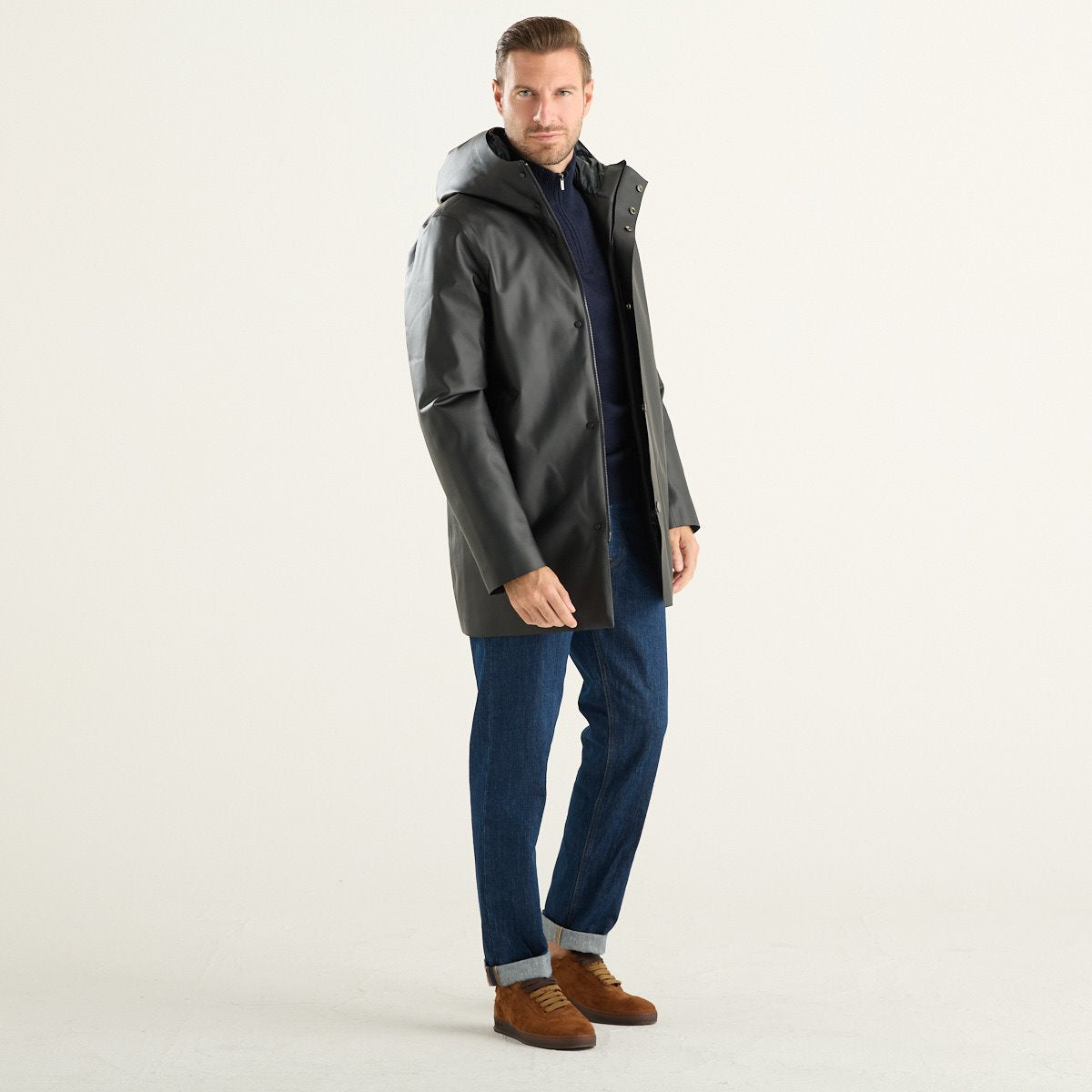 RRD parka cerato uomo nero con cappuccio