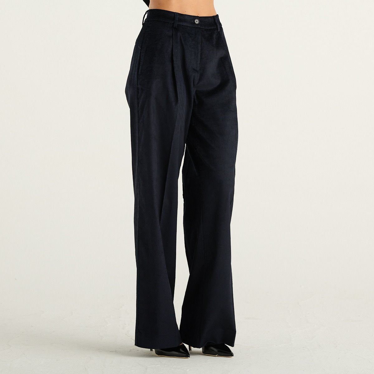Cruna pantaloni donna Cora blu notte a gamba larga