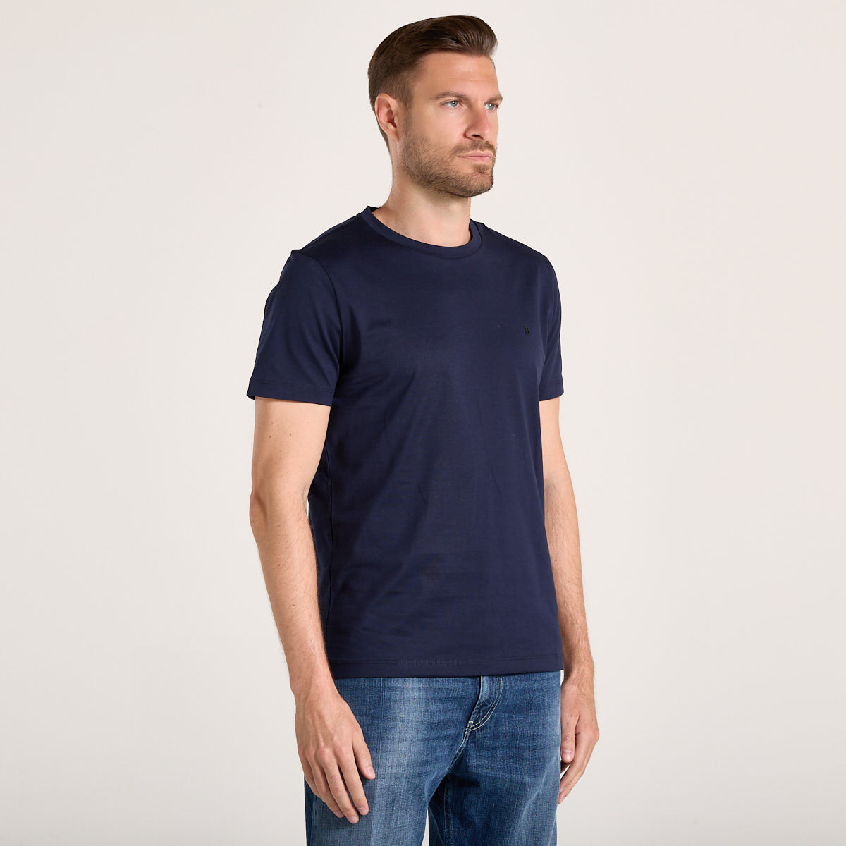 Dondup t-shirt basic con logo in tessuto blu