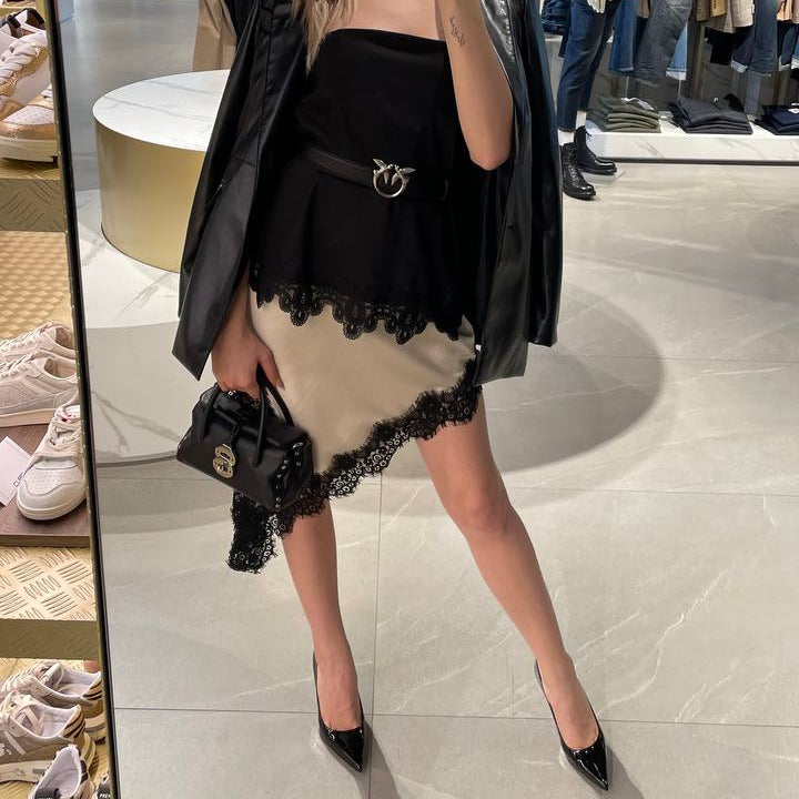 Haveone gonna asimmetrica in tessuto panna