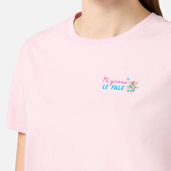 Mc2 Saint Barth t-shirt Emilie rosa con ricamo Mi girano le pale