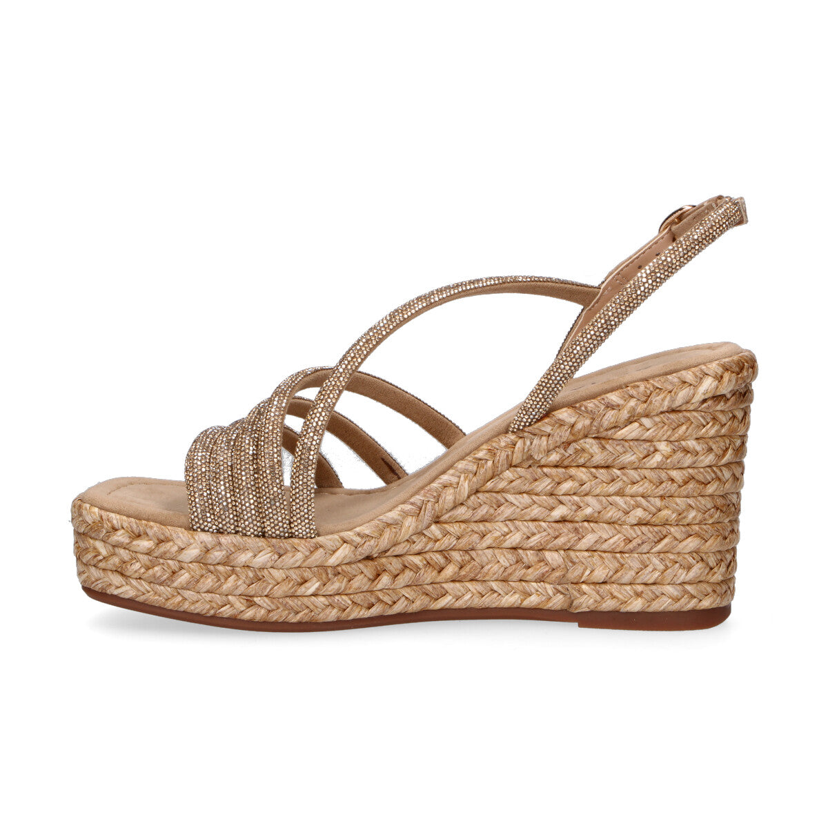 Alma En Pena sandalo zeppa con strass beige