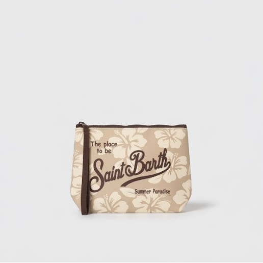 Mc2 Saint Barth pochette aline tiki hibiscus beige