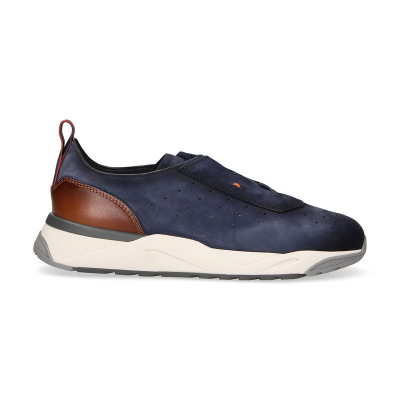 Santoni sneaker traforata in nabuk blue
