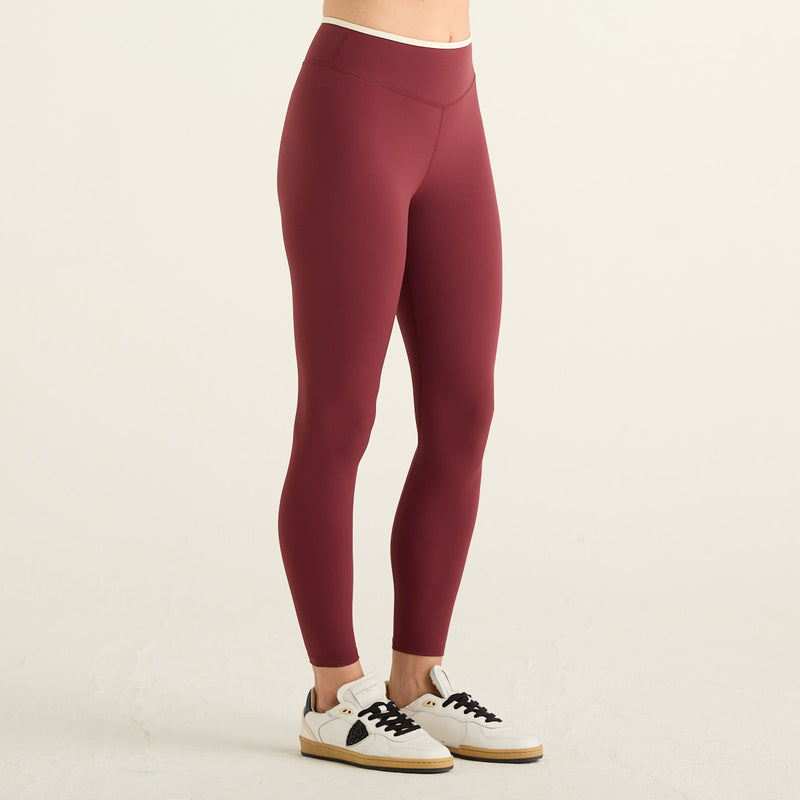 MC2 Saint Barth Kaya Leggings Bordeaux a Vita Alta con Profilo a Contrasto