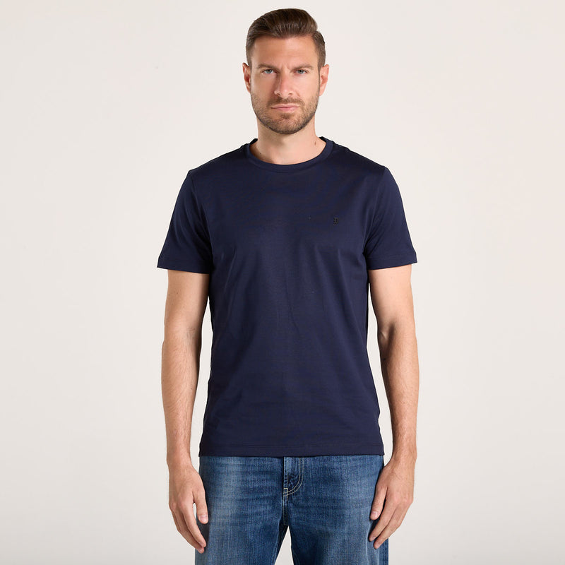 Dondup t-shirt basic con logo in tessuto blu