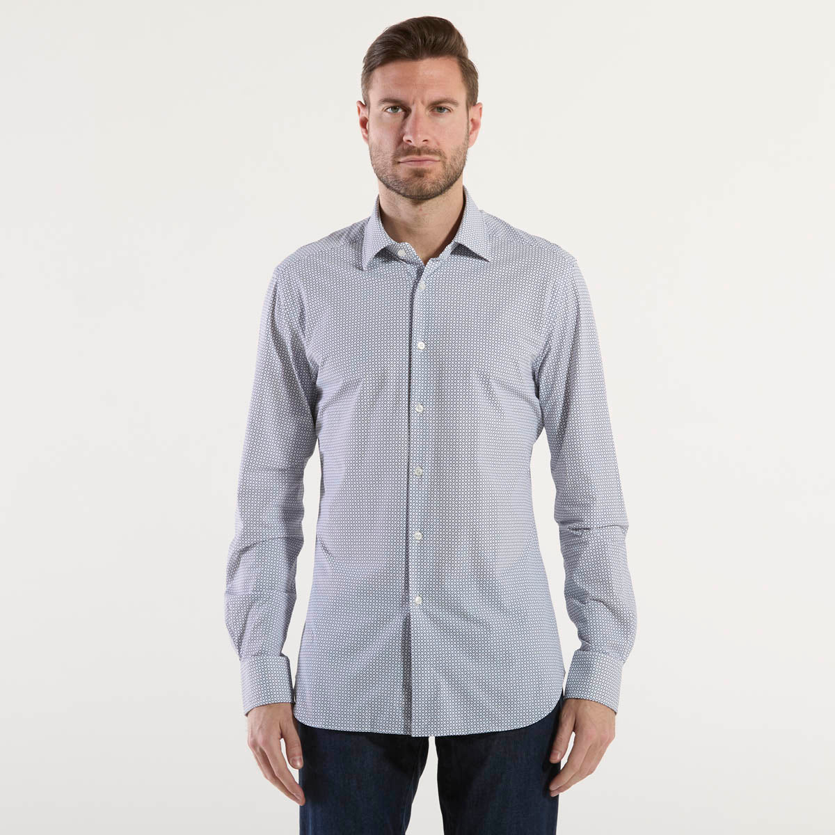 XACUS Camicia Uomo Active Shirt Tessuto Elasticizzato - Celeste Taglia 43 - Manica Lunga