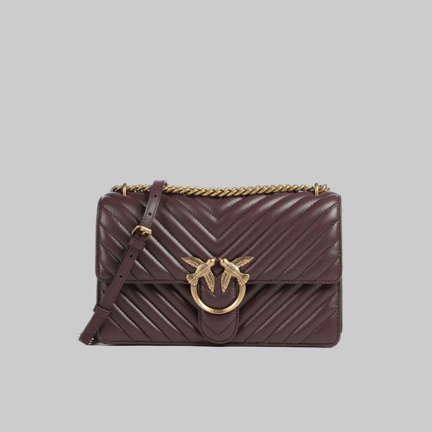 Pinko classic love bag one chevron pelle marrone