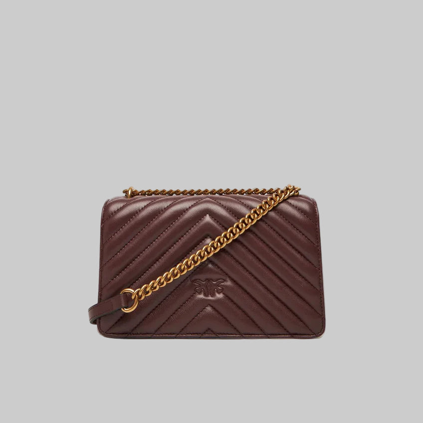 Pinko Mini love bag one chevron pelle marrone