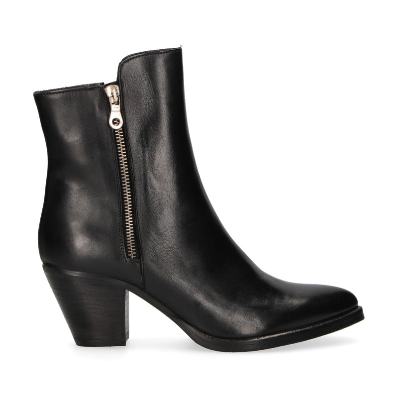 Mohai tronchetto texano zip pelle nera