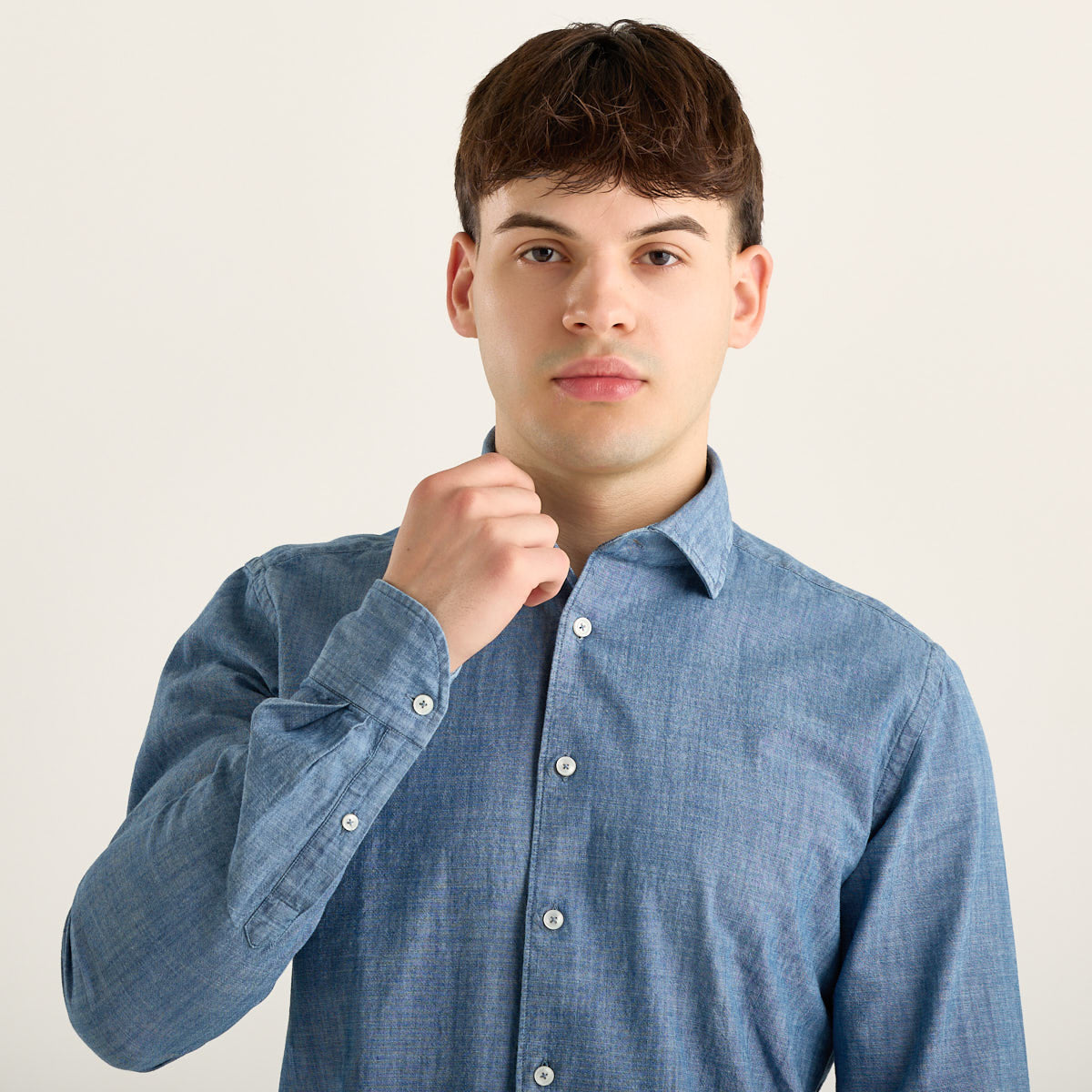 Xacus camicia in denim leggera
