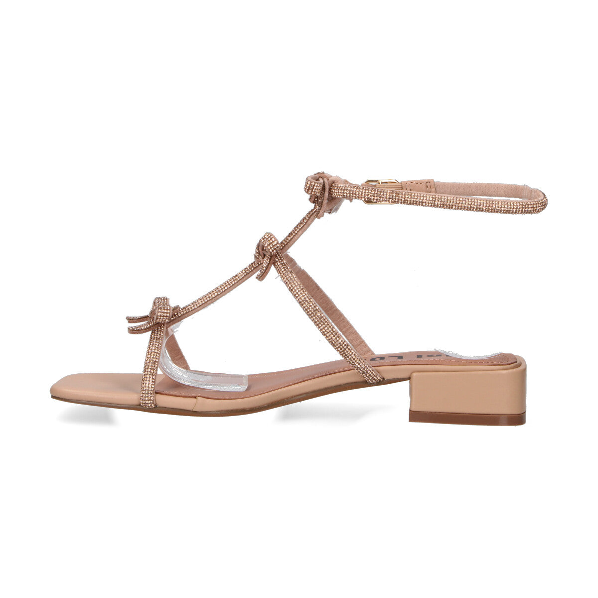 Bibi Lou sandalo in strass con fiocchi pelle rosa