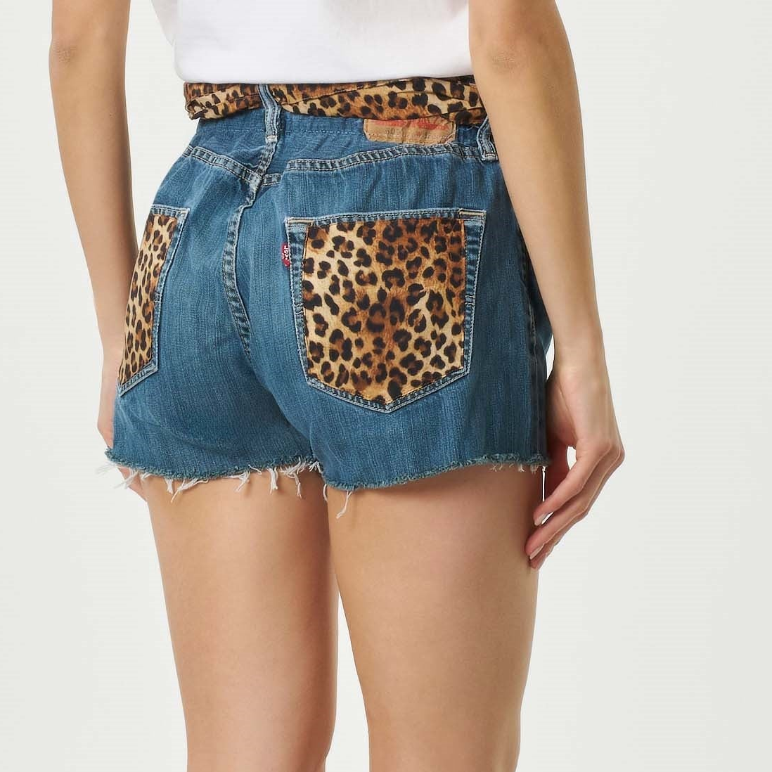 Mc2 Saint Barth shorts in denim pastel leopard