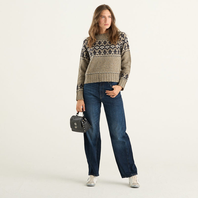 MC2 Saint Barth maglia donna girocollo mélange con fantasia nordica