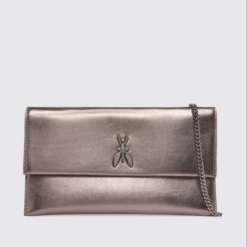 Patrizia Pepe pochette Fly in pelle piombo