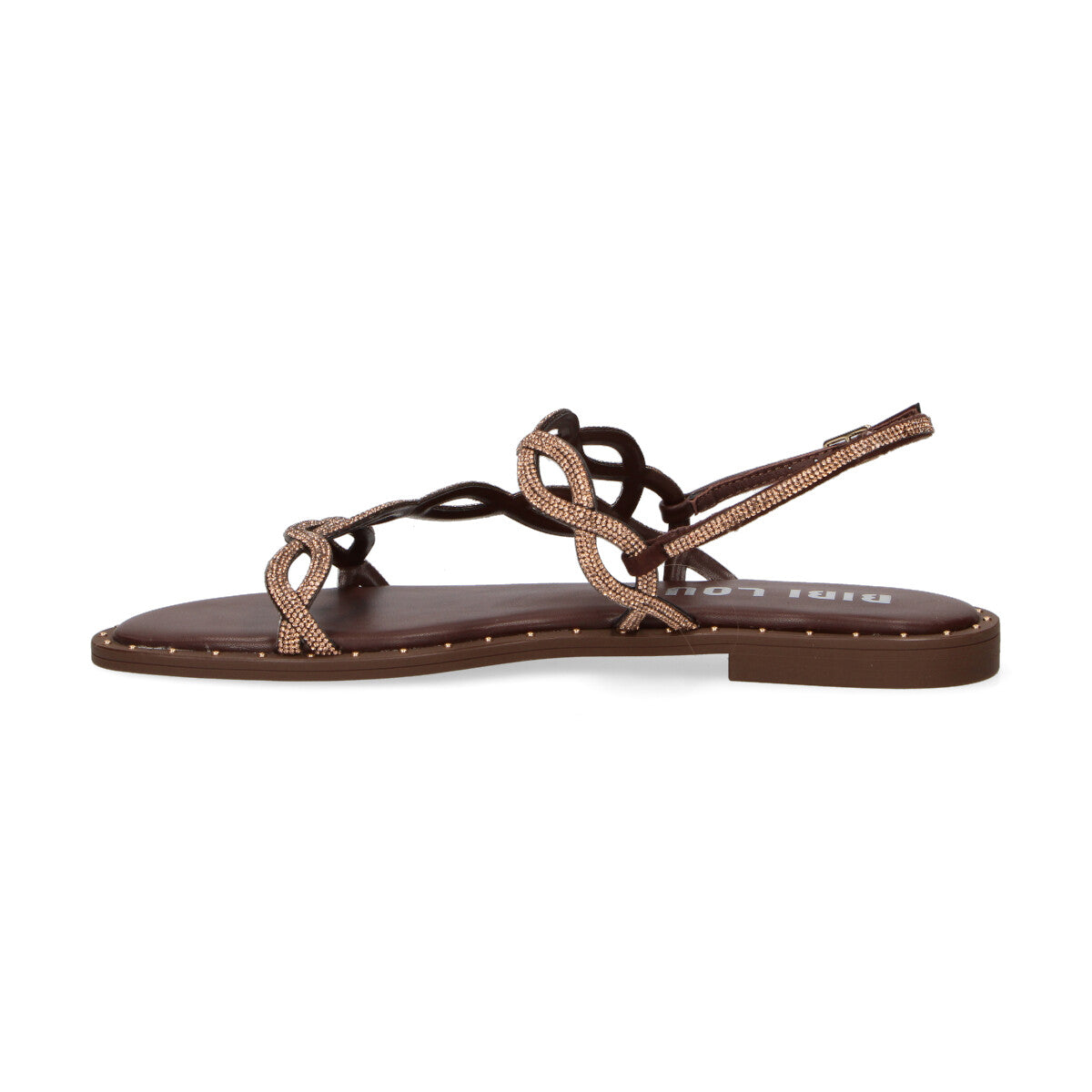 Bibi Lou sandalo con strass in pelle marrone