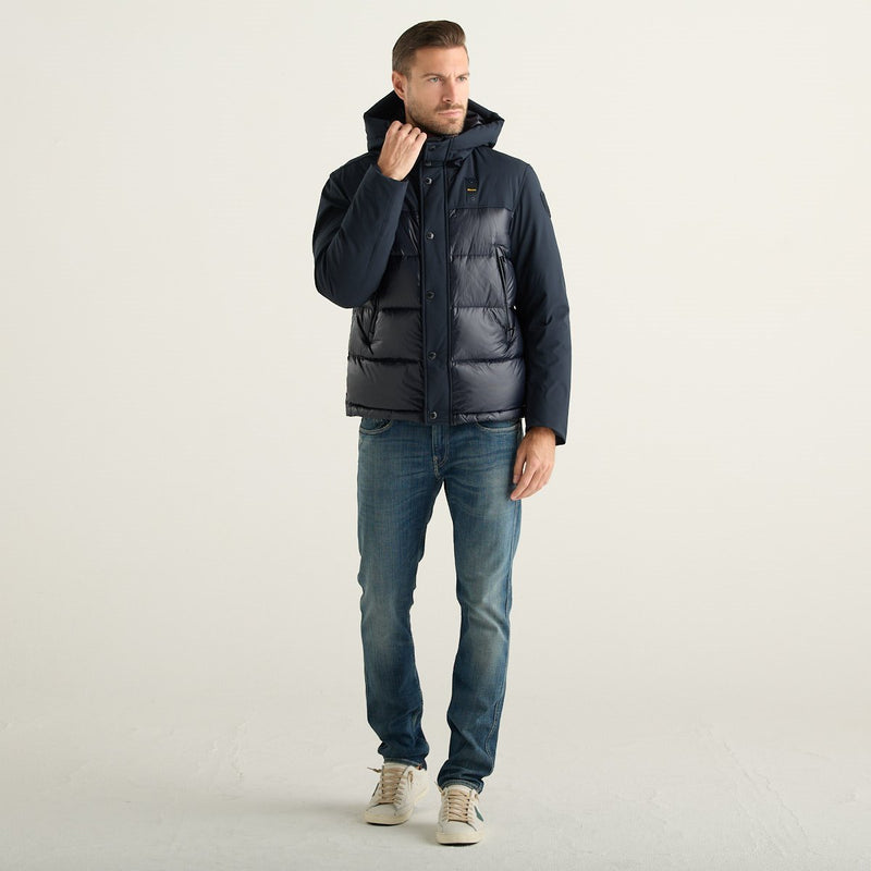 Blauer Piumino Uomo con Cappuccio Blu Navy