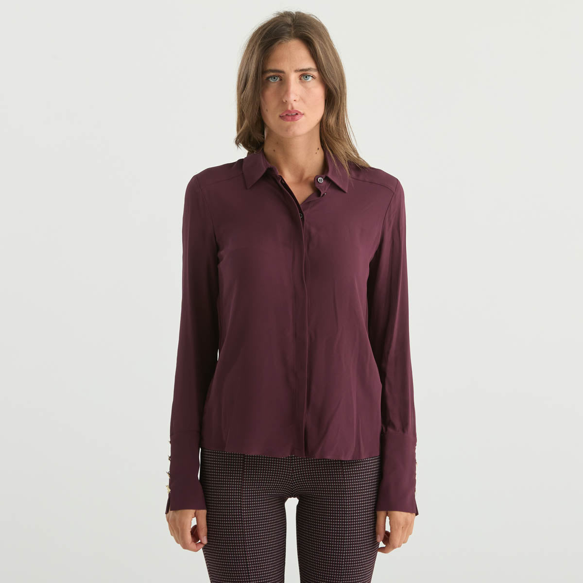 Patrizia Pepe camicia in tessuto bordeaux