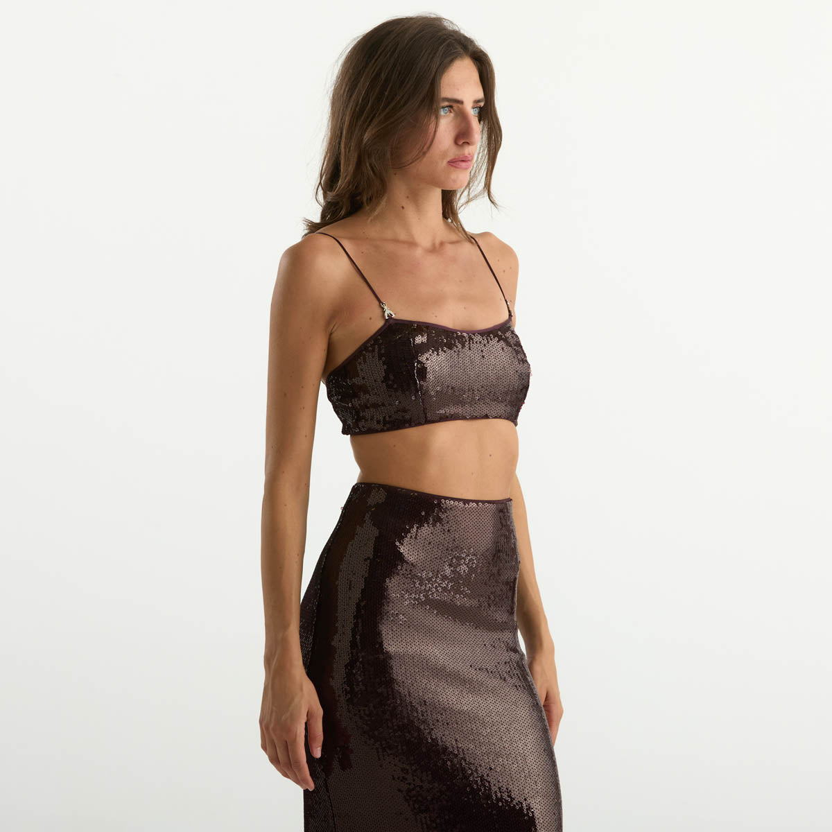Patrizia Pepe top con paillettes bordeaux