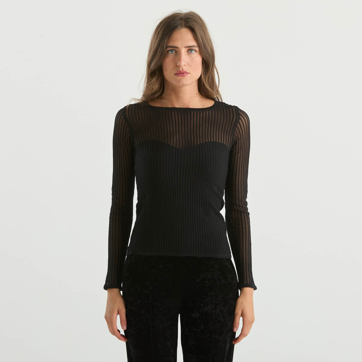 Patrizia Pepe maglia girocollo in tessuto nero