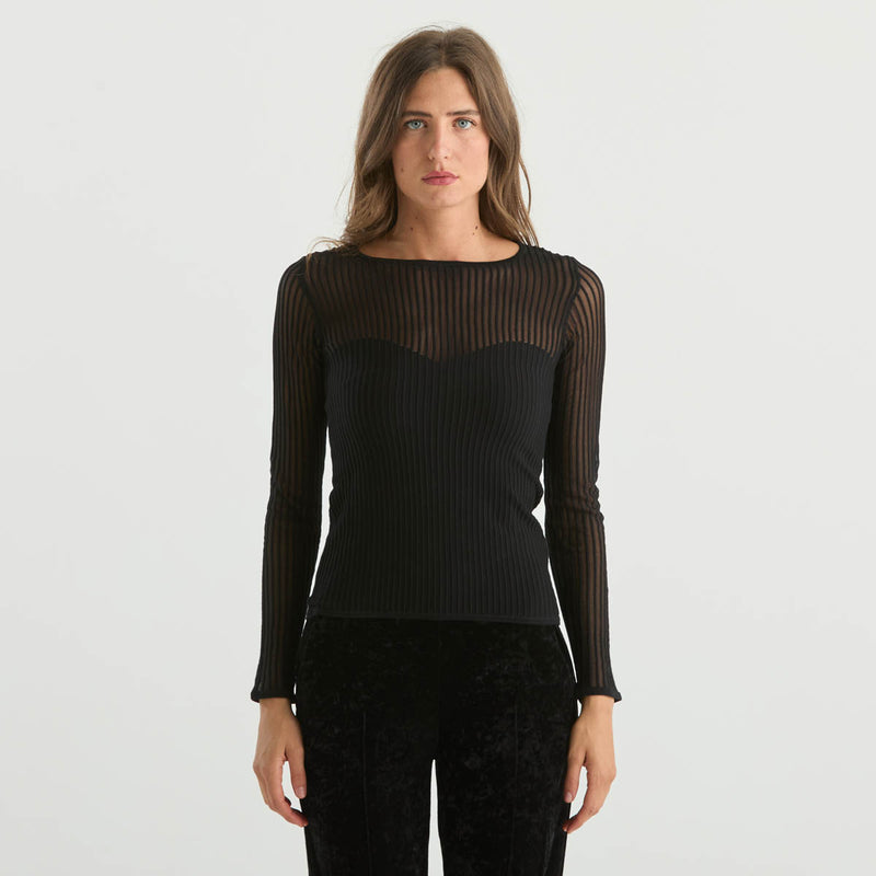 Patrizia Pepe maglia girocollo in tessuto nero