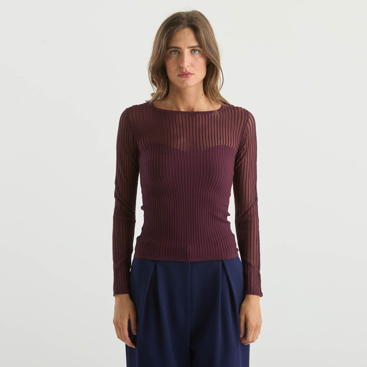 Patrizia Pepe maglia girocollo in tessuto bordeaux