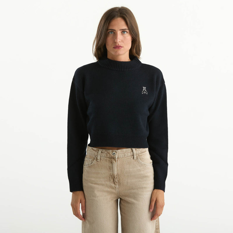 Patrizia Pepe maglione crop in tessuto blu