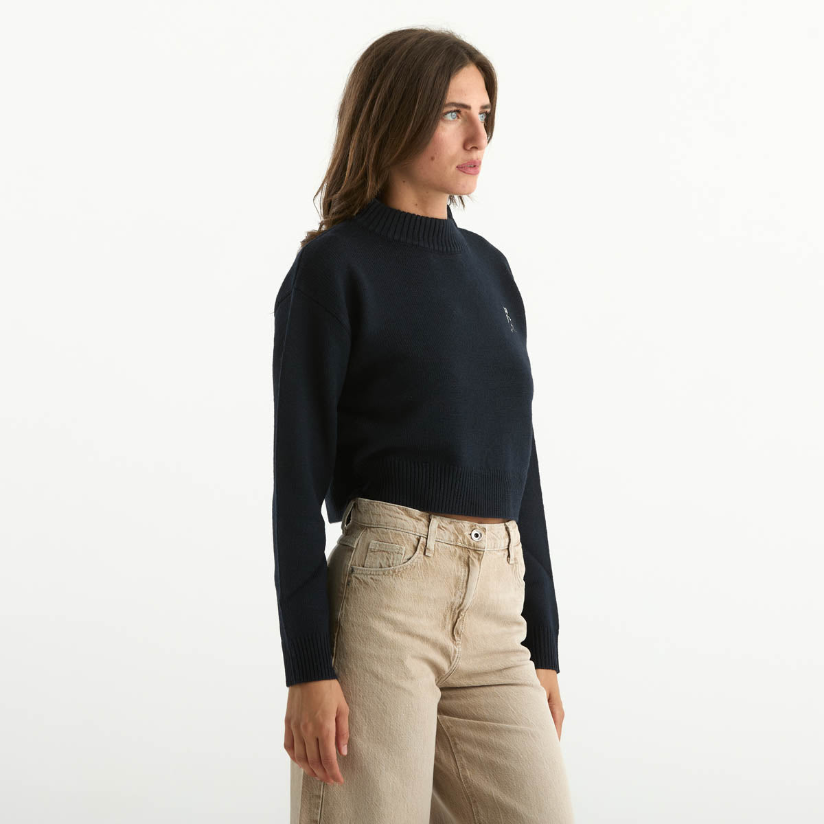 Patrizia Pepe maglione crop in tessuto blu