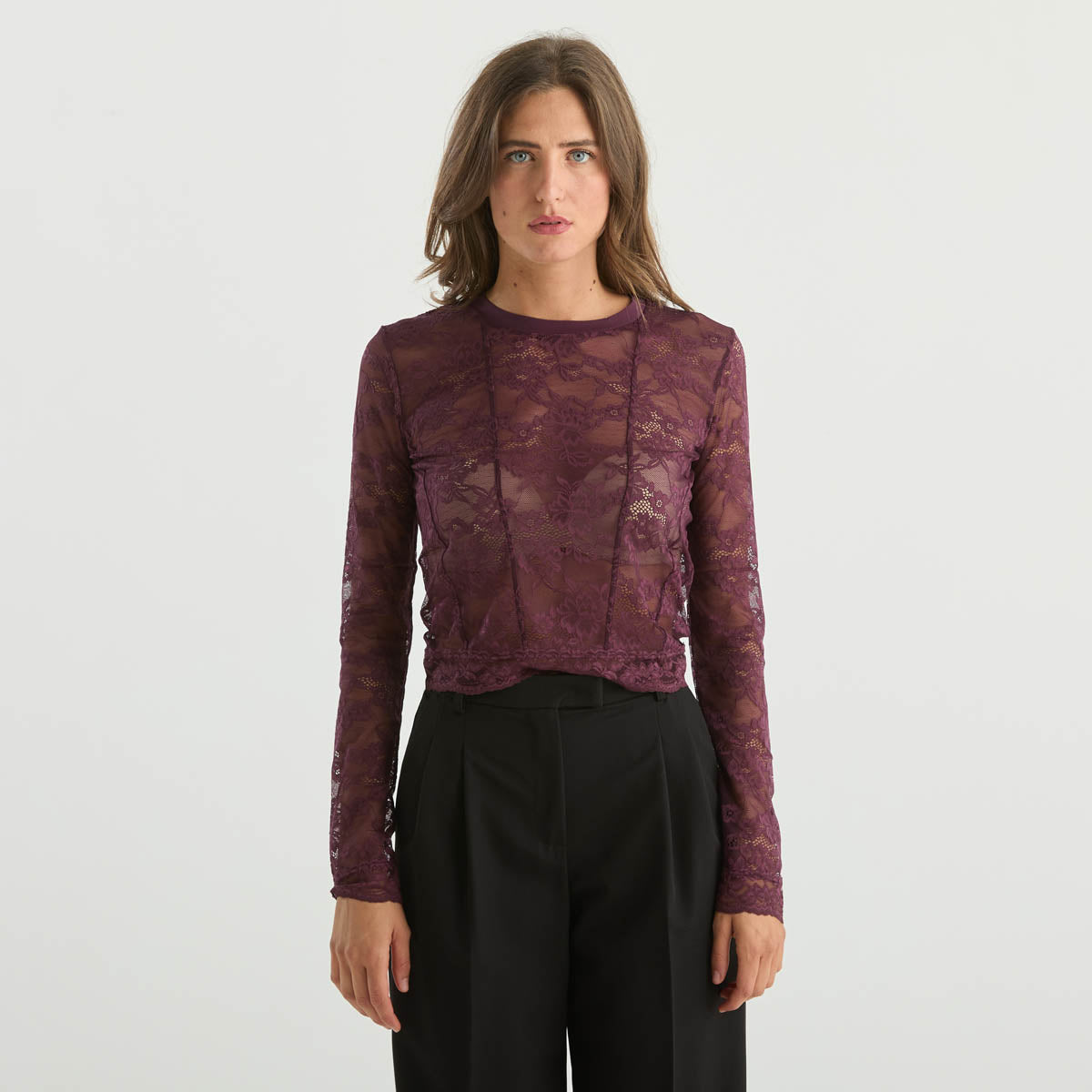 Patrizia Pepe maglia in pizzo bordeaux