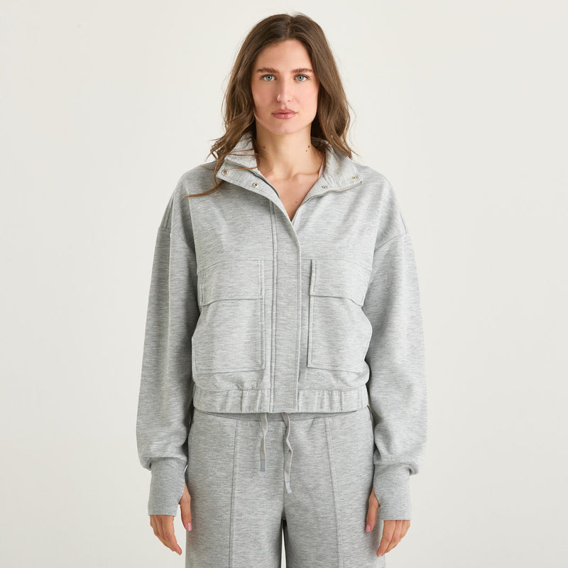 Patrizia Pepe felpa con zip in tessuto grigia