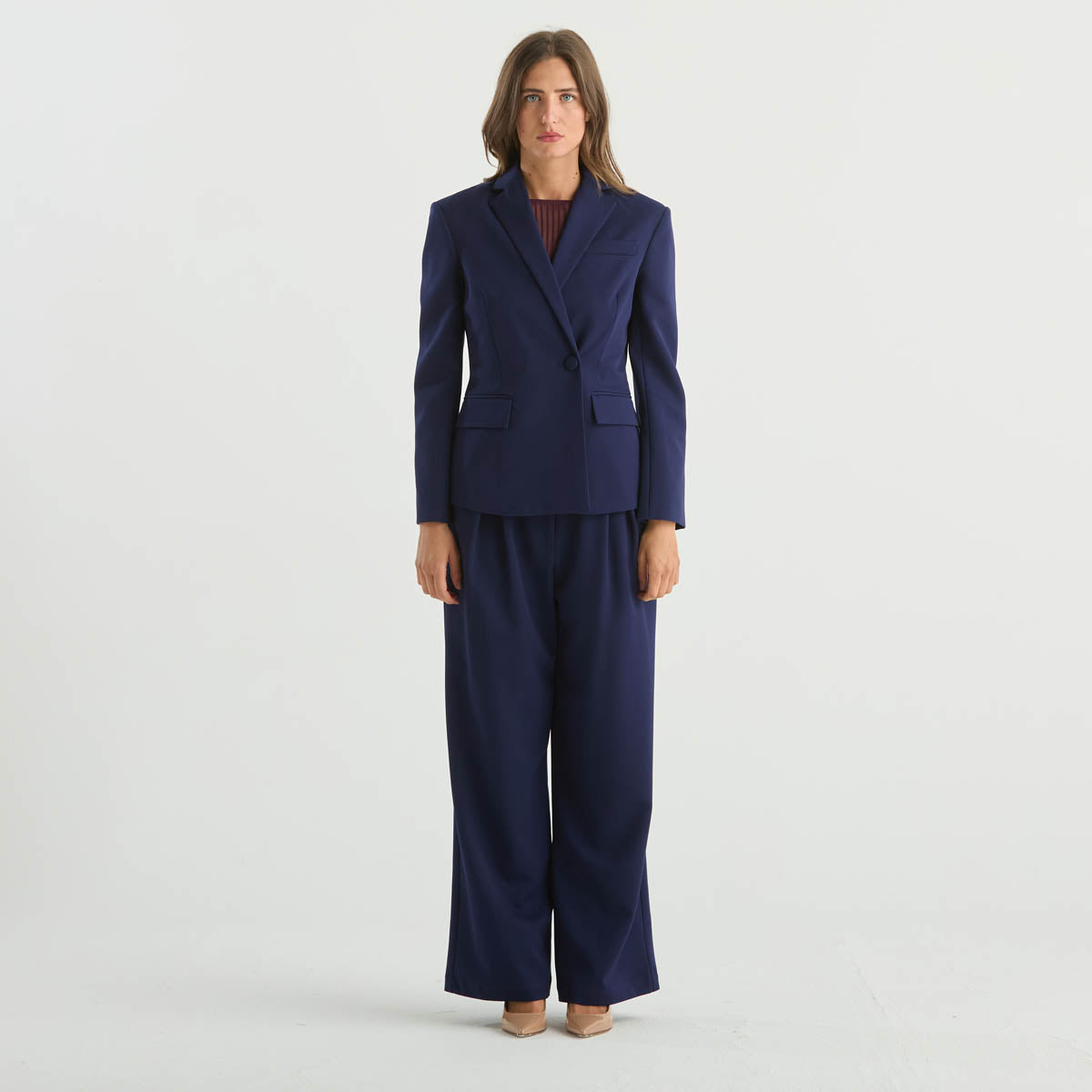 Patrizia Pepe giacca monopetto in tessuto blu