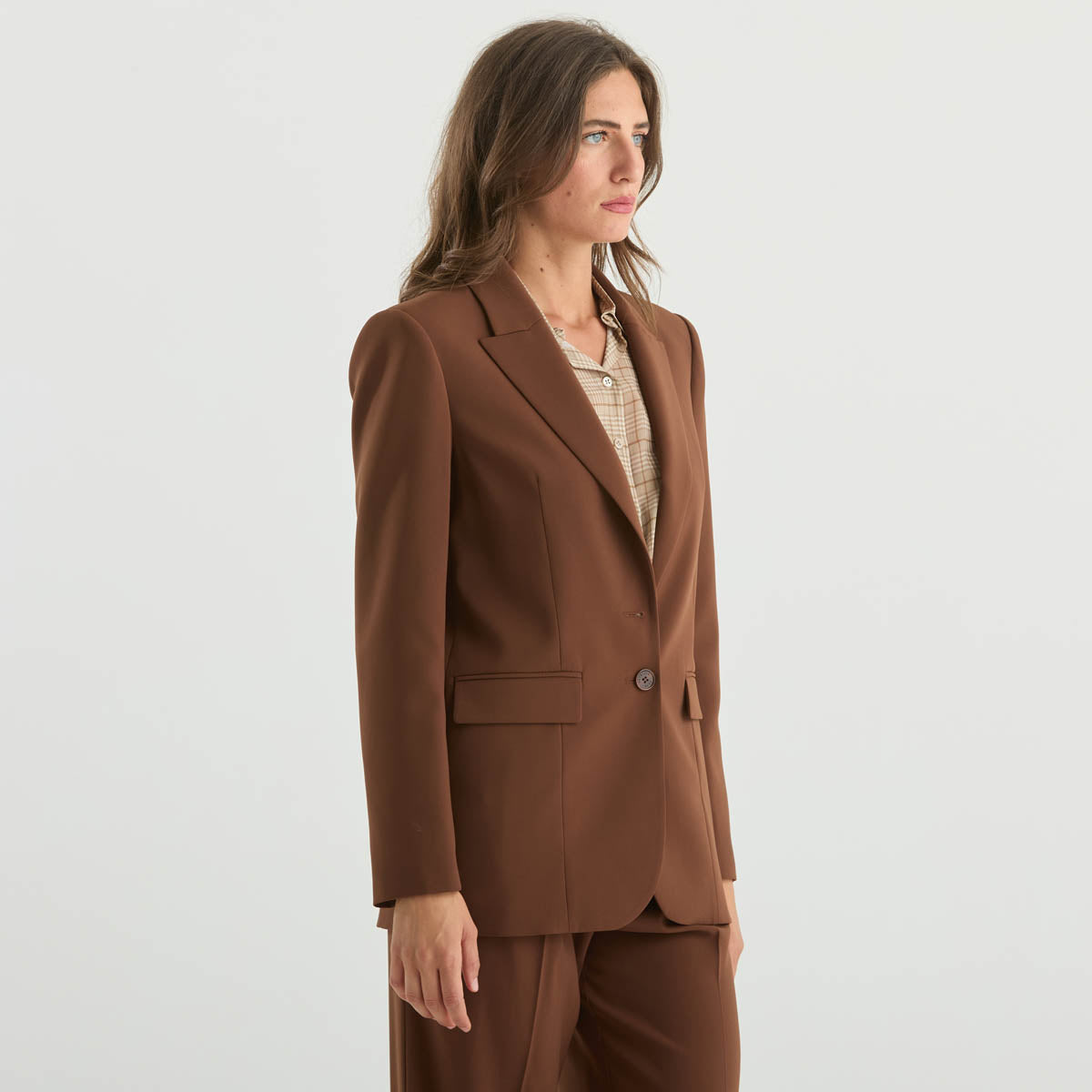Patrizia Pepe blazer monopetto in tessuto marrone