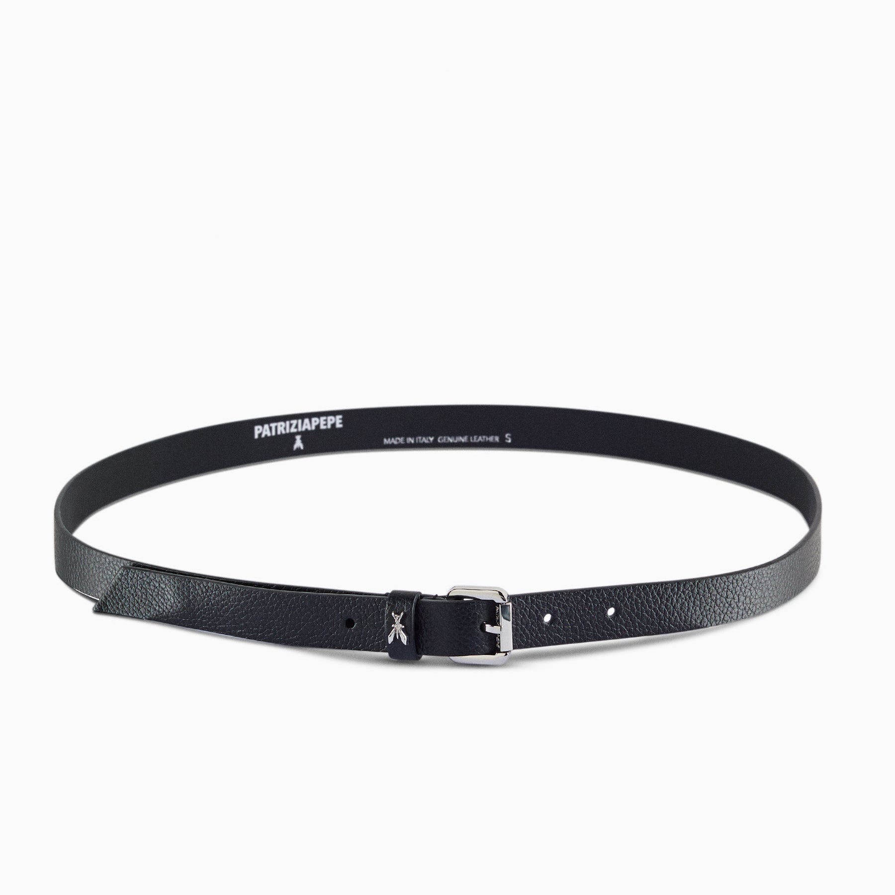 Patrizia Pepe Cintura Silver Nera In Pelle