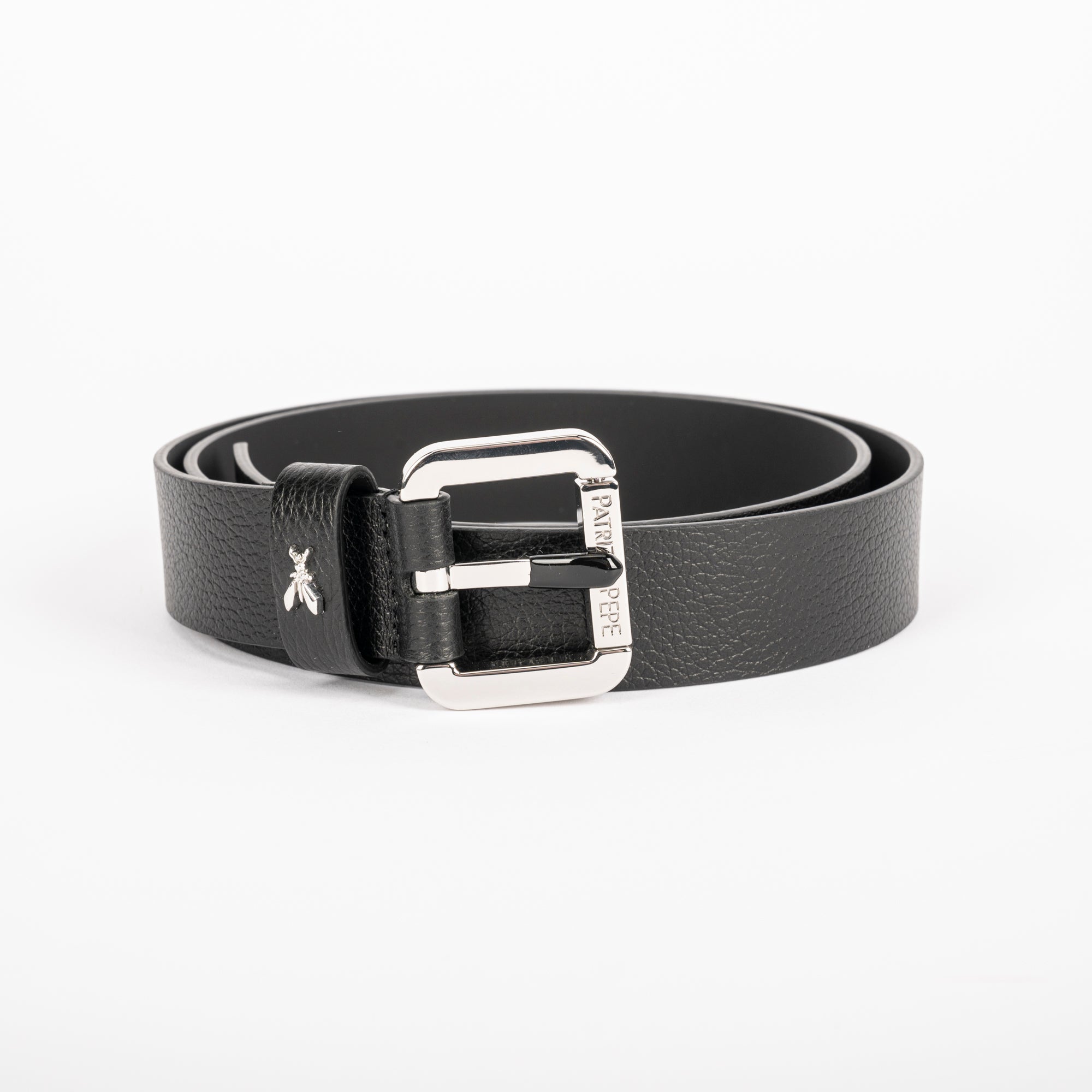 Patrizia Pepe Cintura Silver Nera In Pelle