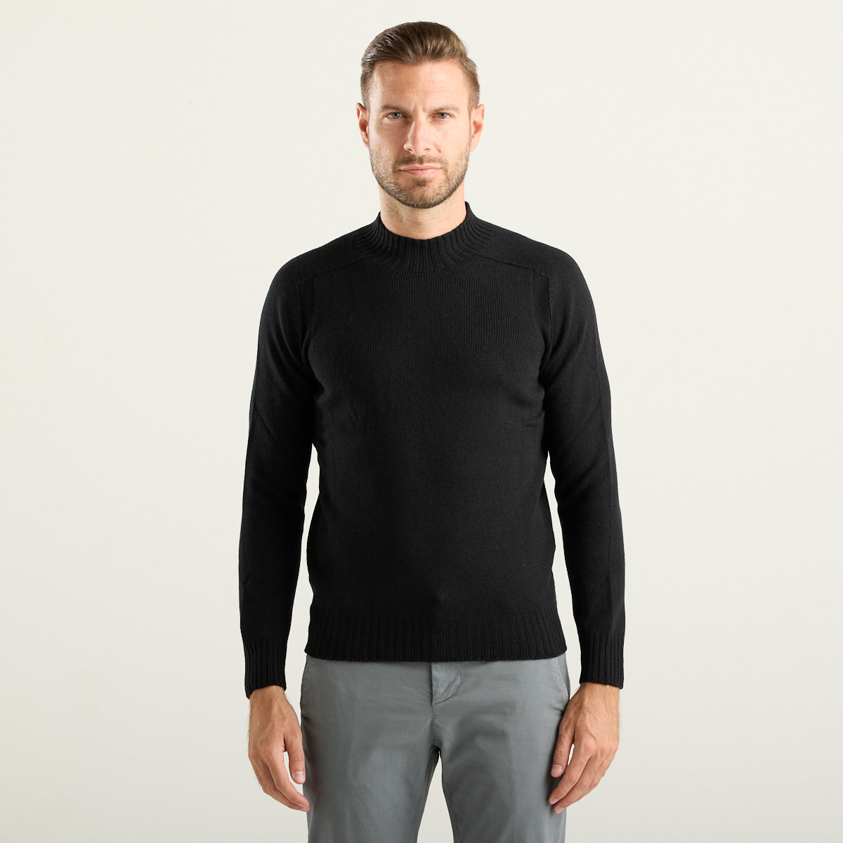 Gran Sasso maglione in lana Super Geelong nero