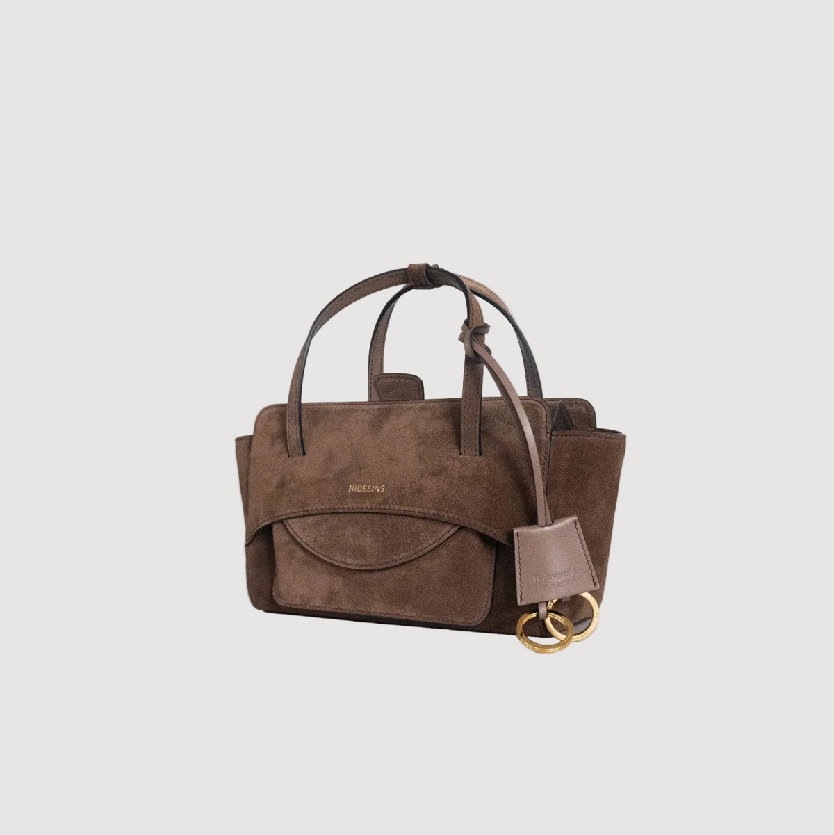 Hidesins borsa a mano Flap S in pelle scamosciata chocolate