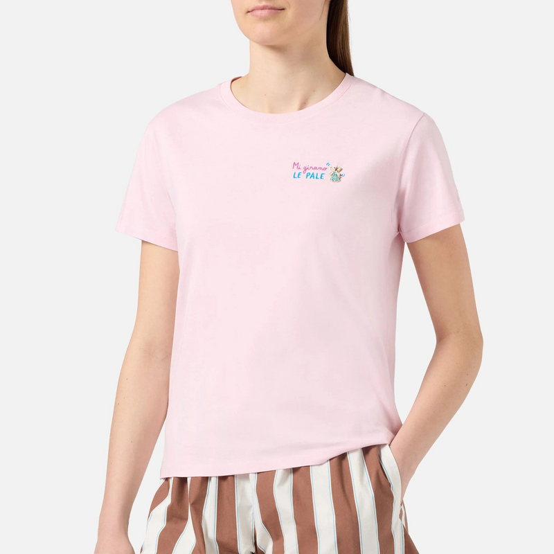 Mc2 Saint Barth t-shirt Emilie rosa con ricamo Mi girano le pale