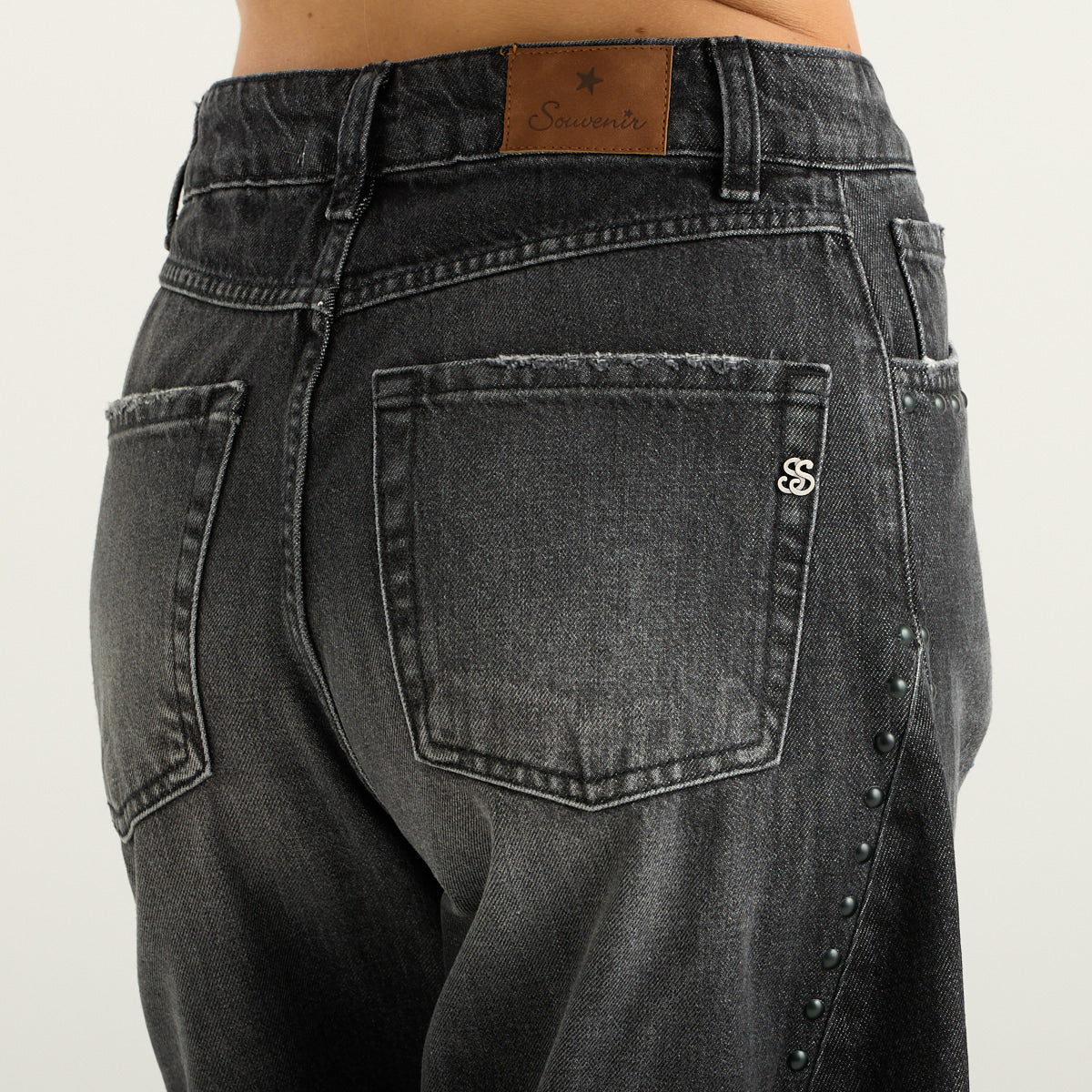 Souvenir jeans Barrel in denim nero