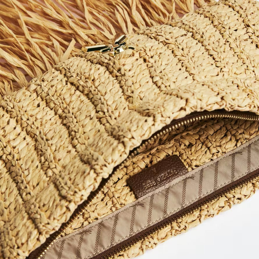 Patrizia Pepe borsa boho in raffia con frange